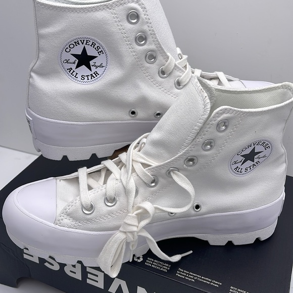 Converse WMNS CTAS LUGGED HI WHITE/BLACK/WHITE 565902C Platforms Sneakers - Picture 10 of 16